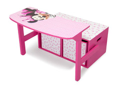 Delta Children Minnie Mouse 3-in-1 Storage Bench and Desk Left View Open a3a